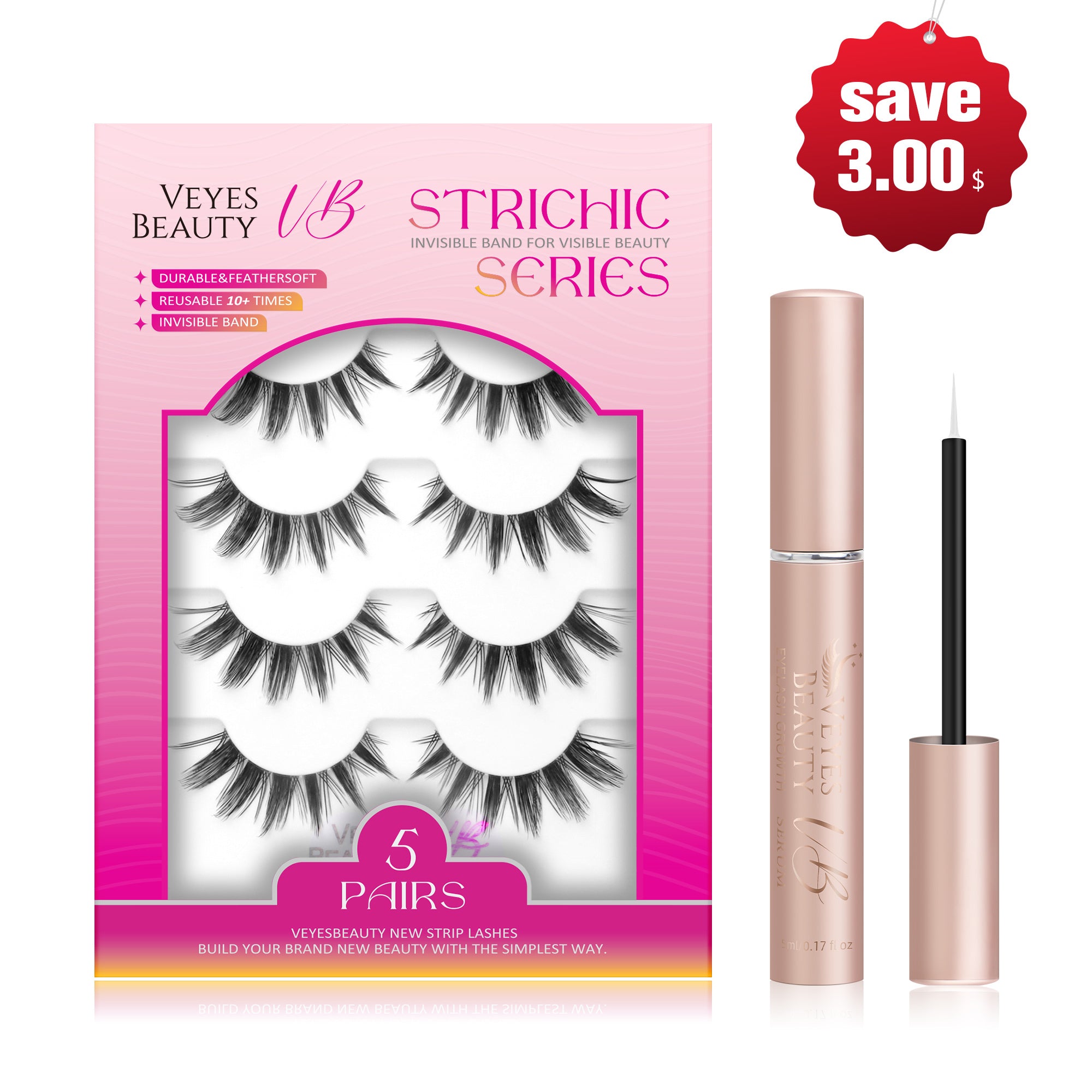 5 Pairs of VB MANGA Strip Lashes & Glue