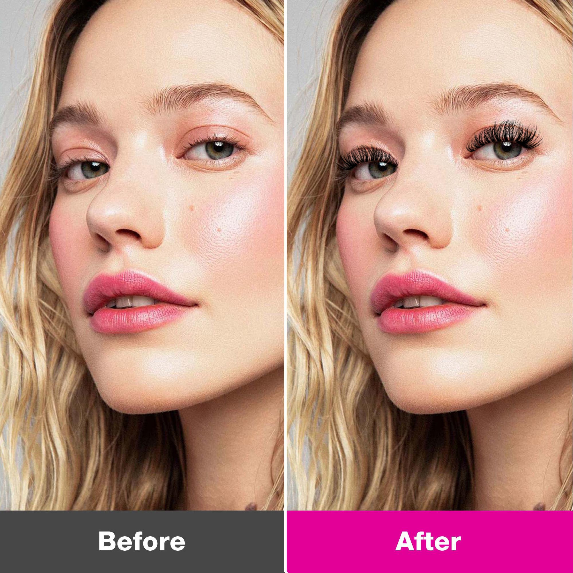 VB Model Wearing Ribbon Cluster Lashes