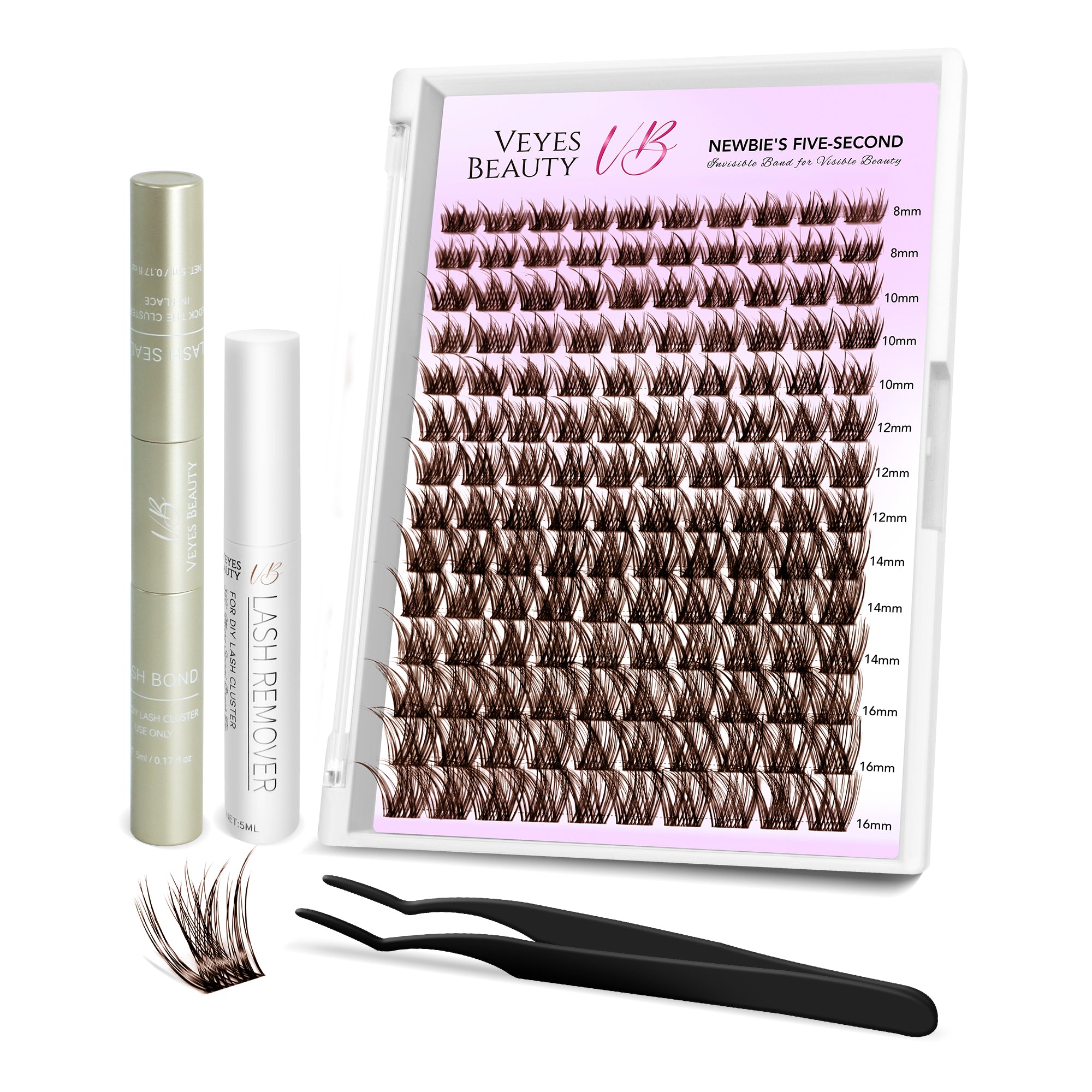 VeyesBeauty LuxeBold Brown Cluster Lashes Kit
