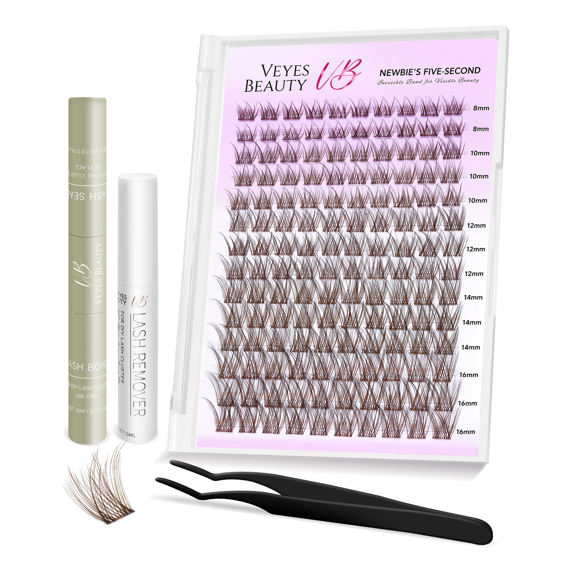 VeyesBeauty LuxeBold Brown Cluster Lashes Kit