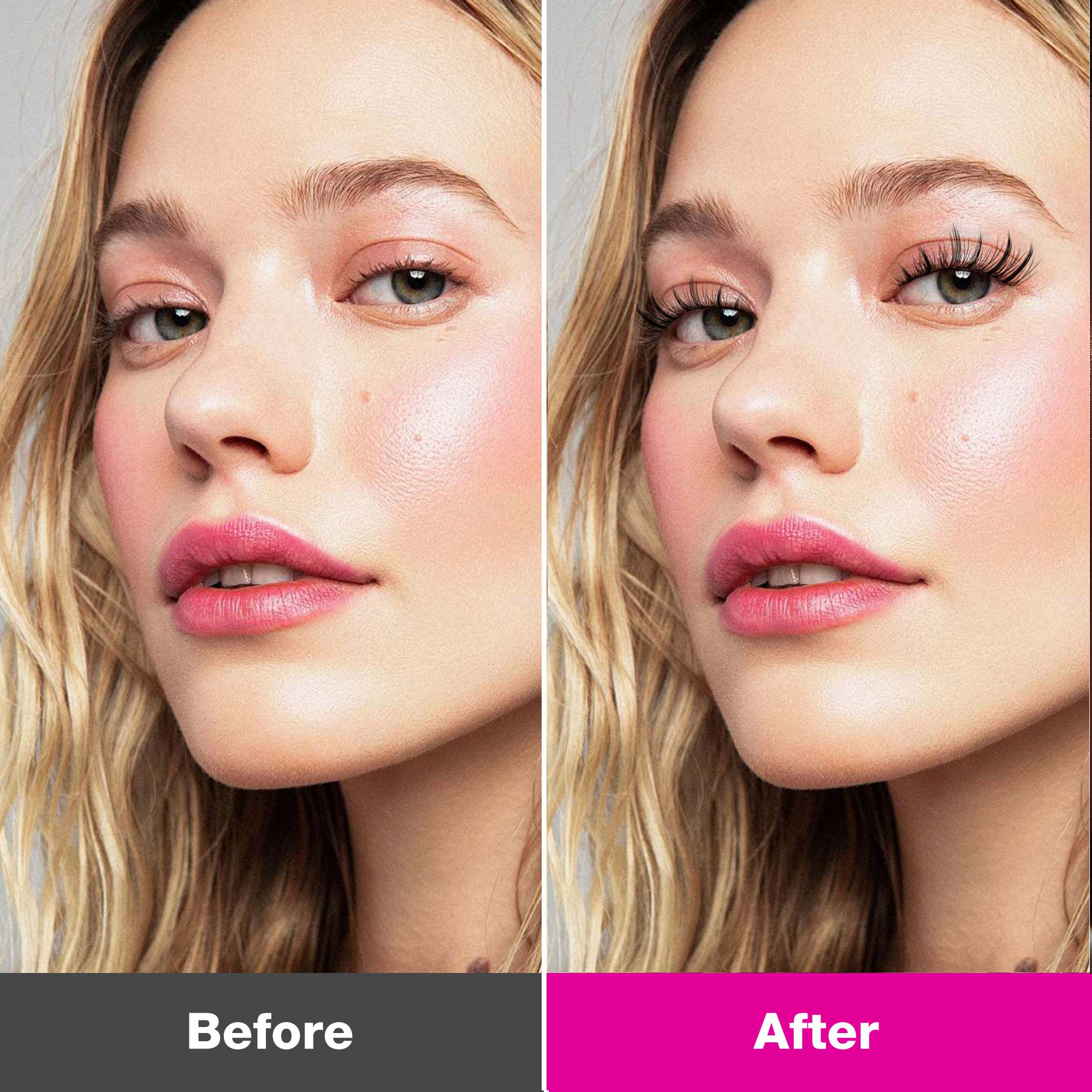 VB Model Wearing Sunray Laser-cut Lashes