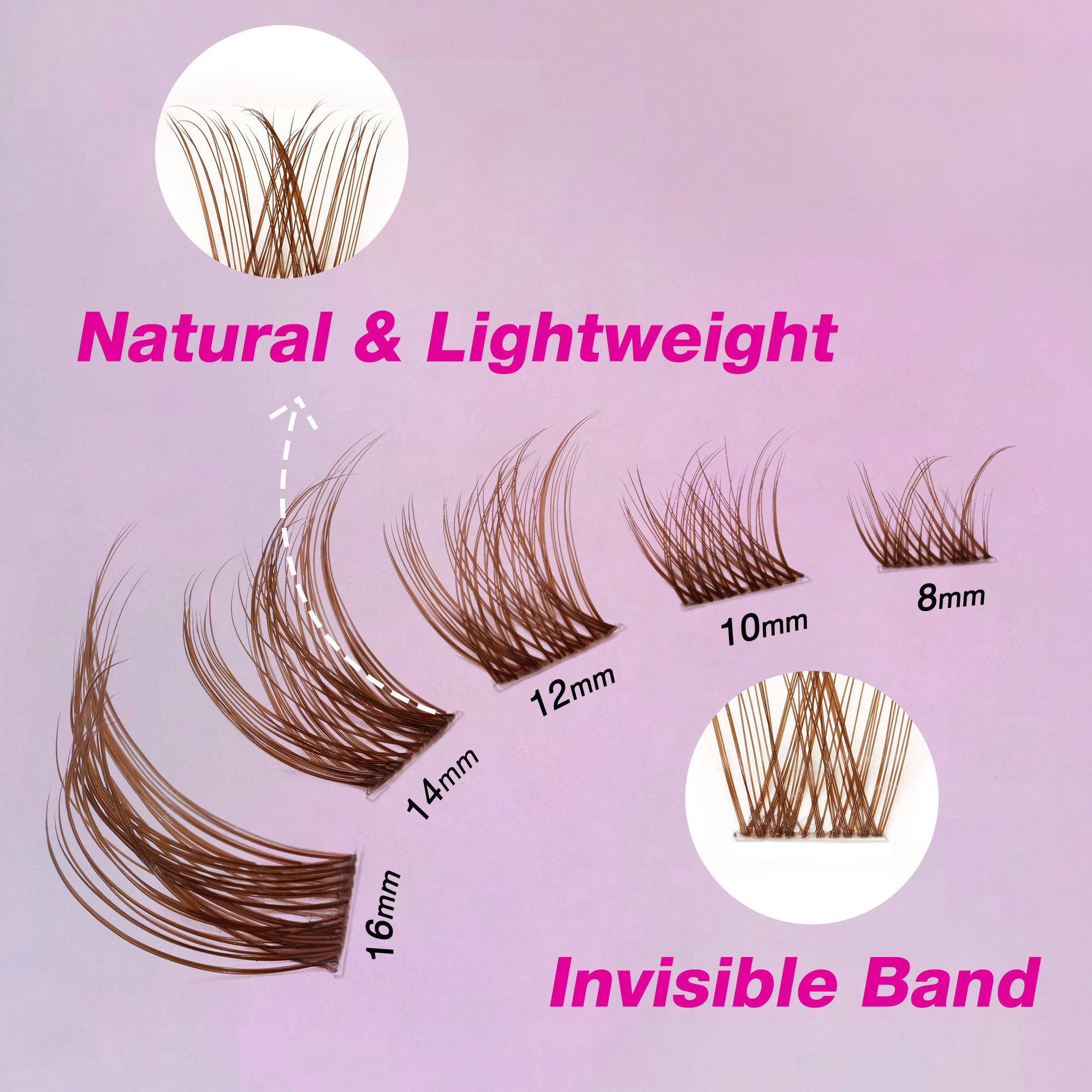 brown luxebold Cluster Lashes details