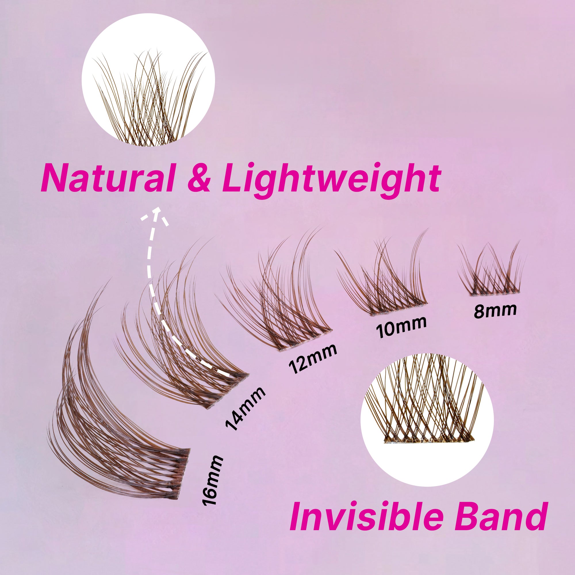 brown luxebold Cluster Lashes details