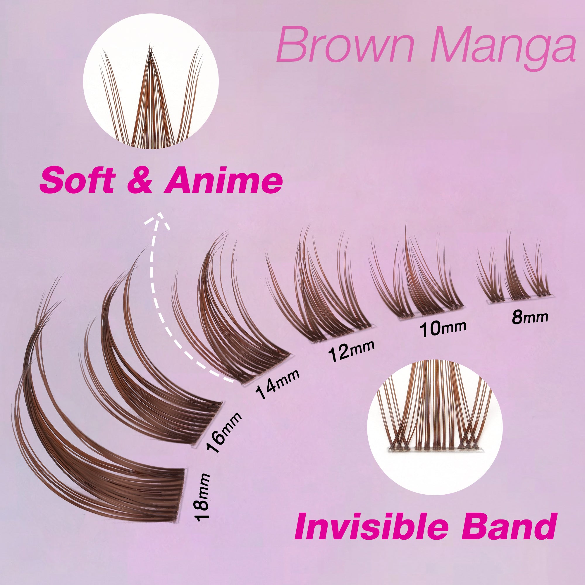 Details of VB Manga Brown Cluster Lashes