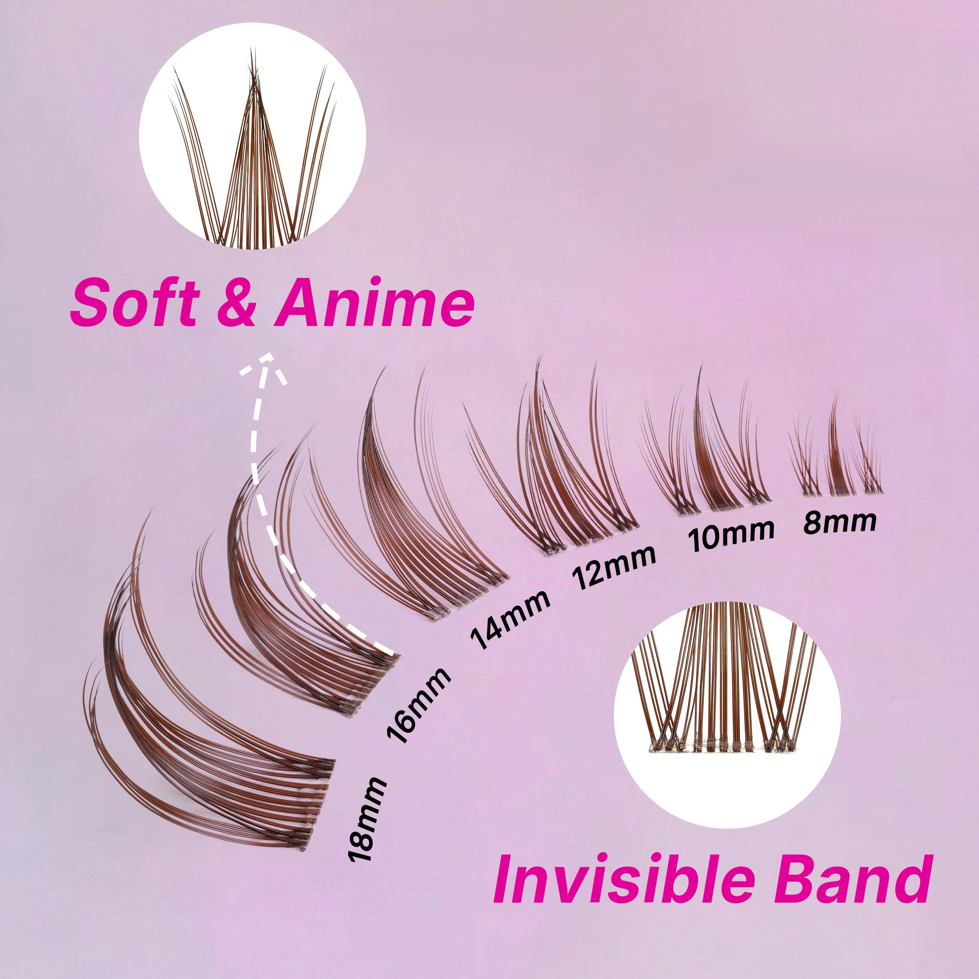Details of VB Manga Brown Cluster Lashes