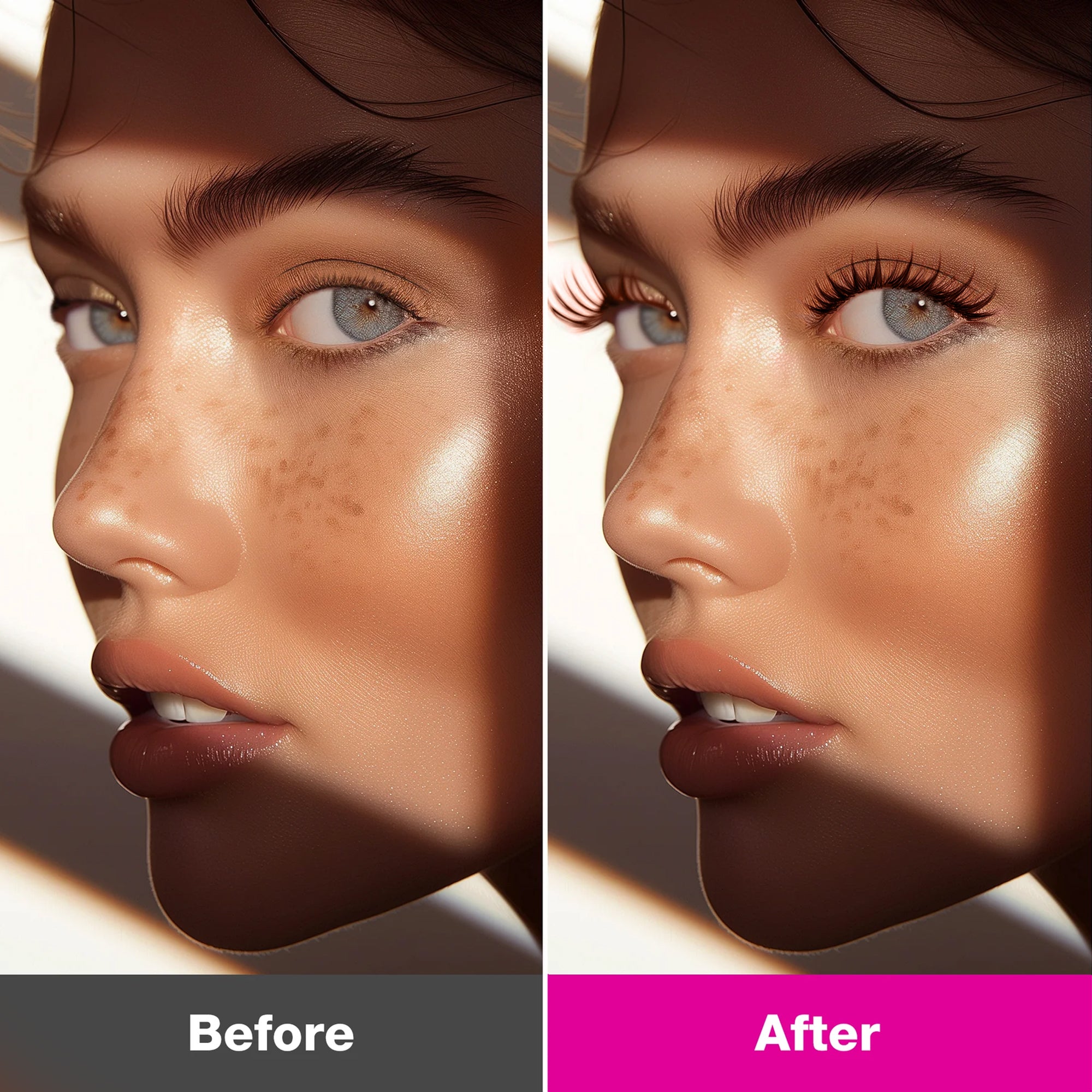 VB Model Wearing Brown Manga Cluster Lashes