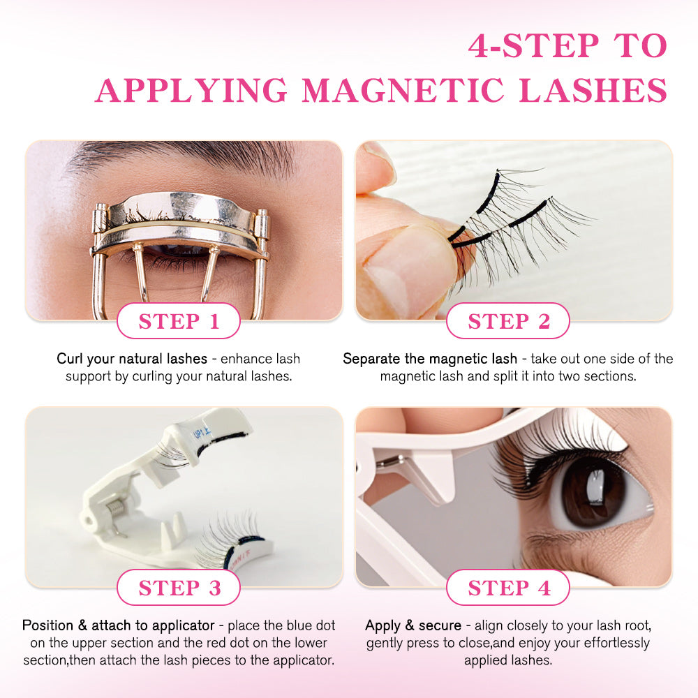 4-step to Applying NomSpirit Magnetic Lashes