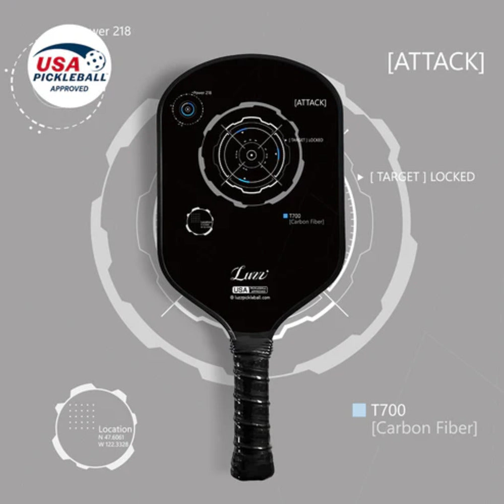 Luzzpickleball ZZ Attack Paddle(16mm)T700 Carbon Friction Surface|Thermoformed