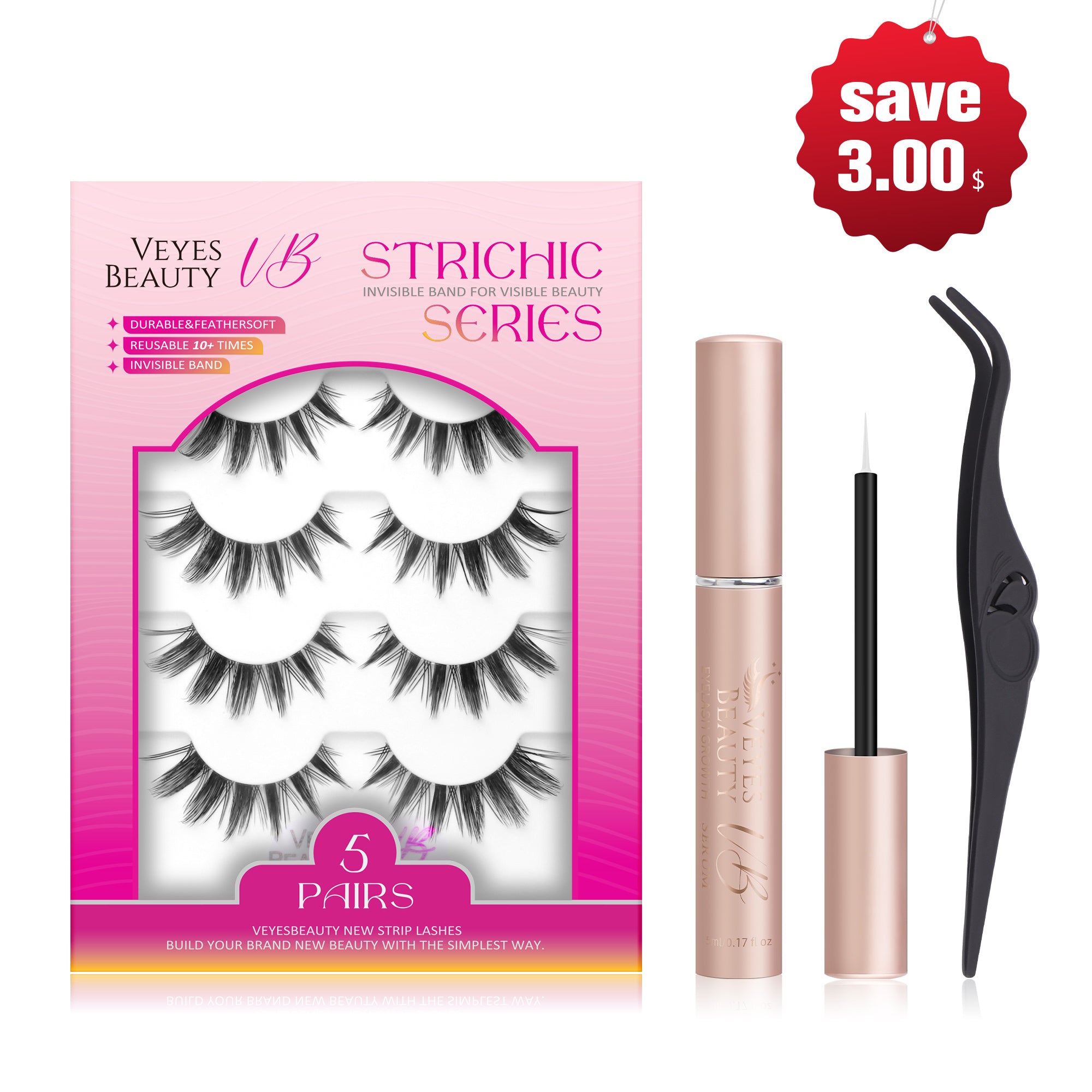 VeyesBeauty 5 Pairs MANGA Strip Lashes Kit