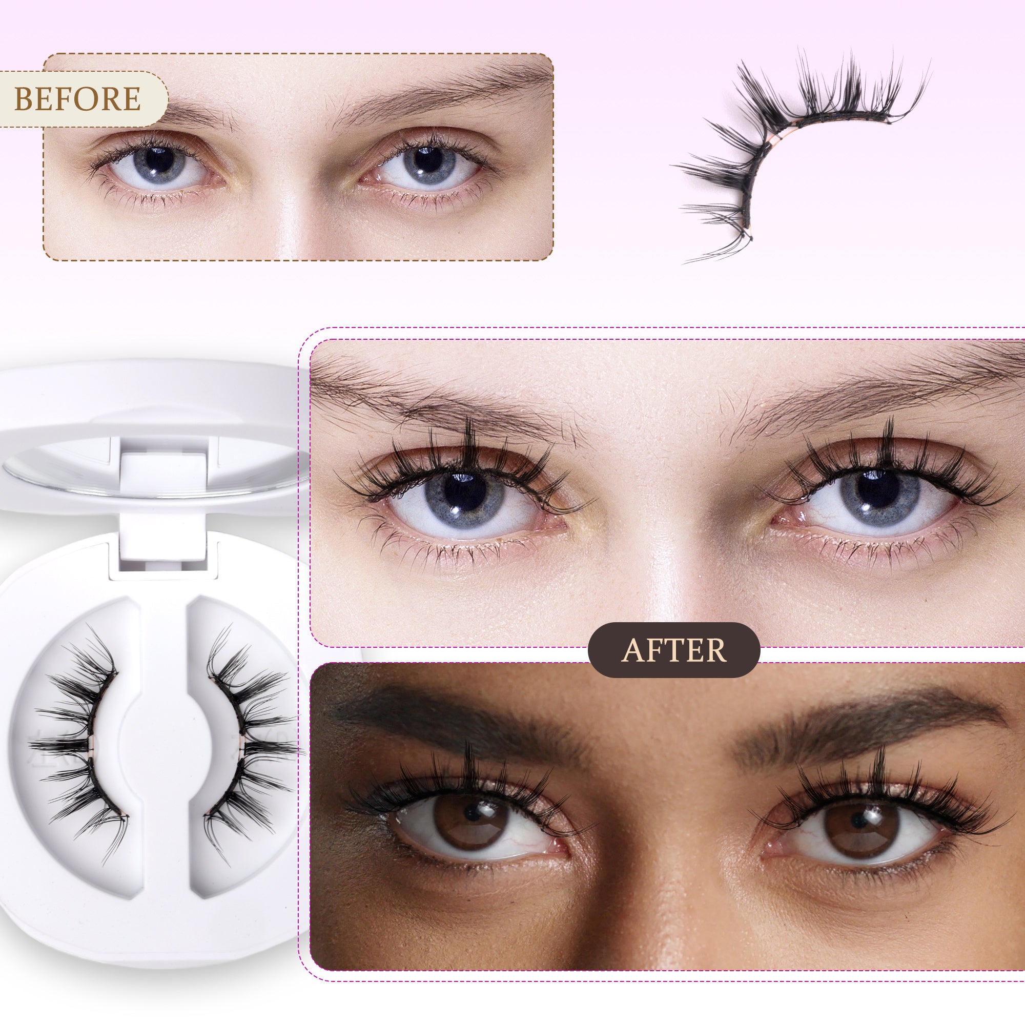 VeyesBeauty AnimeWink Magnetic Lashes before and after