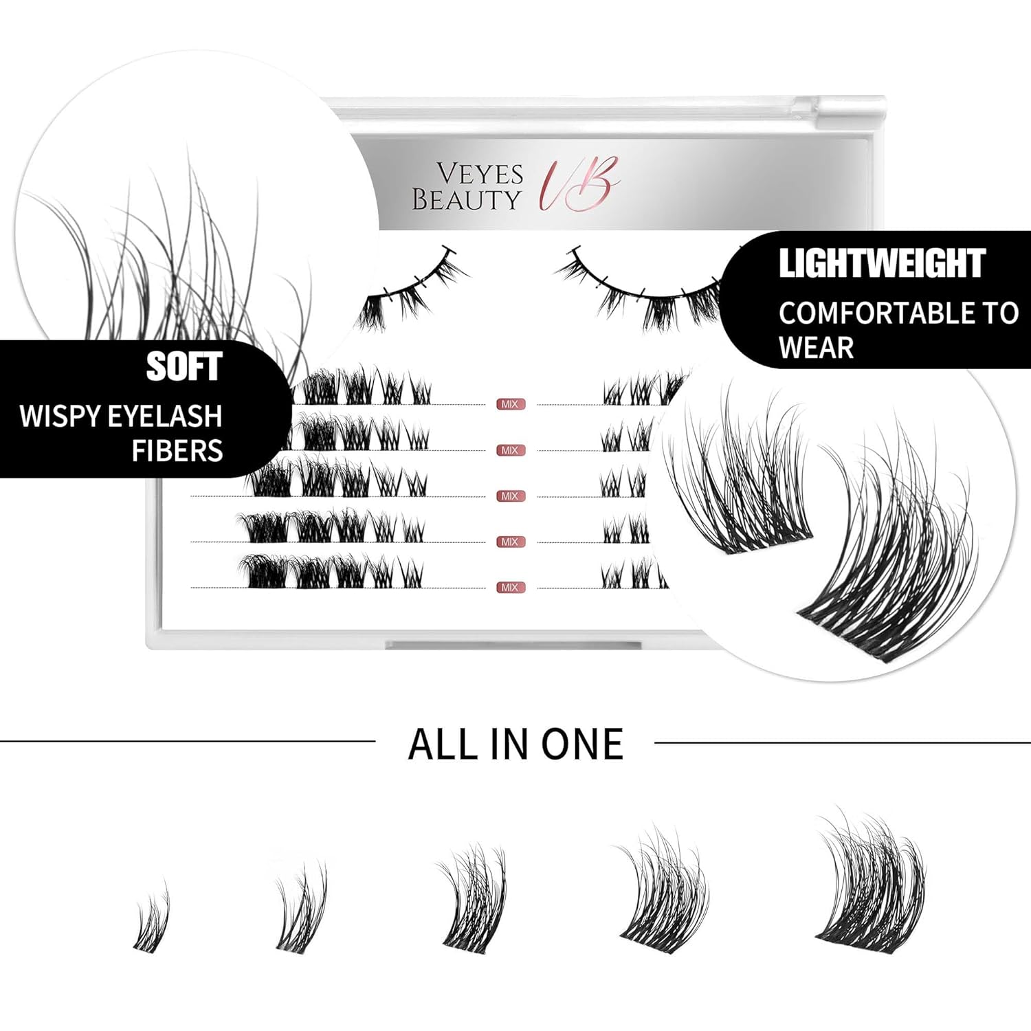 6 Pairs Foxy Eye | 3D Layered Pre-cut Lash Clusters